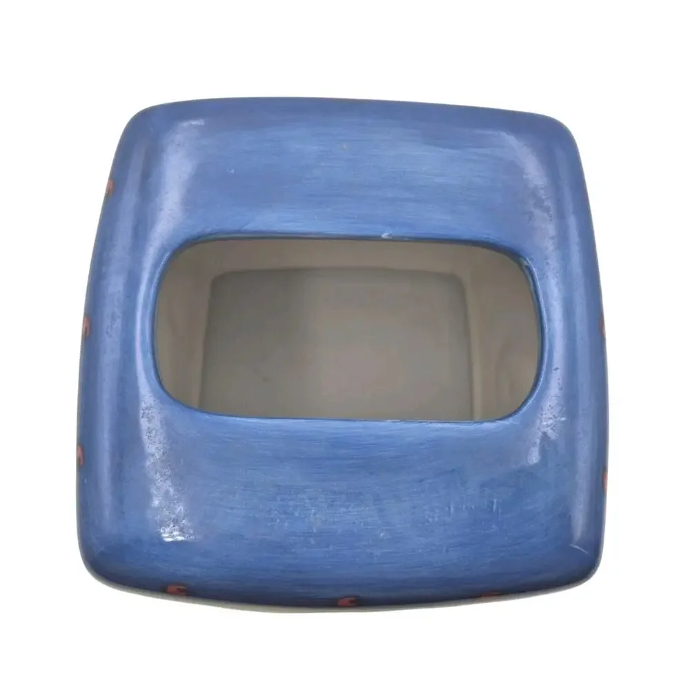 Blue Sea Life Ceramic Tissue Box Cover 6x6x6
